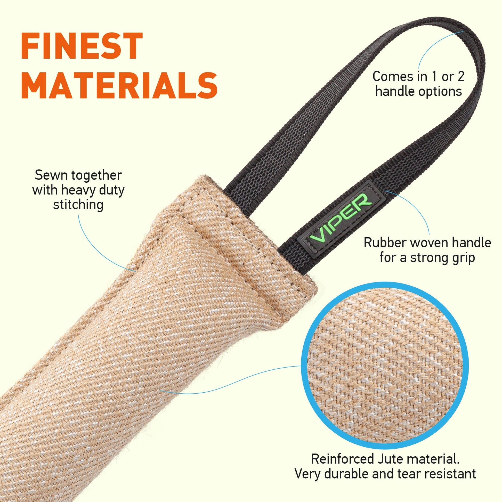 Viper Jute Tug durable dog toy made from natural jute fiber for interactive tugging and chewing