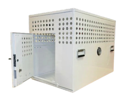 Dog Crate 55331 Professional K9 Series XL – Tactical Aluminum Dog Crate 26″W x 40″D x 30″H – White Mill Finish & Ventilation