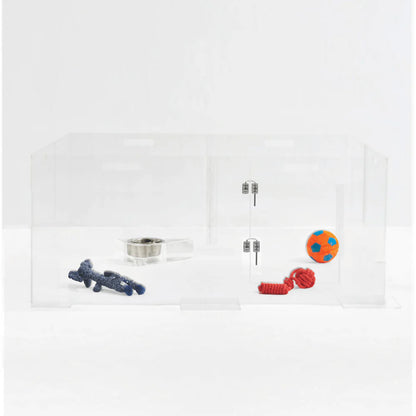 Clear Acrylic Pet Playpen 32” High with Door – Square Indoor Dog Playpen, Expandable Puppy Playpen
