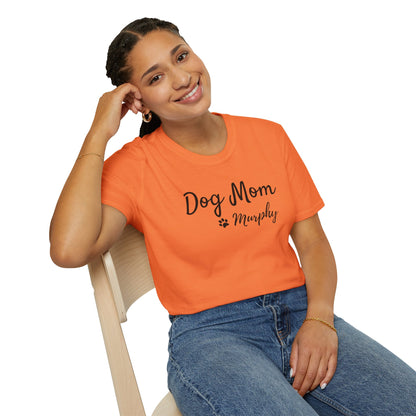 Personalized Dog Mom Shirt with Custom Pet Name – Paw Print Dog Lover T-Shirt