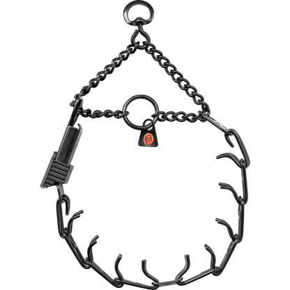 Herm Sprenger - ULTRA-PLUS Training Collar with Center-Plate, Assembly Chain, and ClicLock - Black Stainless Steel