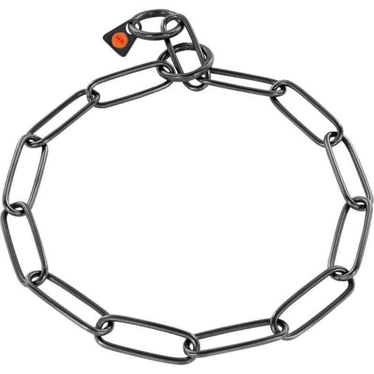 Herm Sprenger long link fur saver collar – black stainless steel dog collar designed to minimize coat damage during training