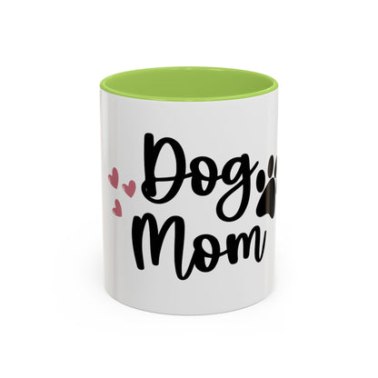 Dog Mom Coffee Mug – Cute Paw Print & Heart Accent Mug for Dog Lovers