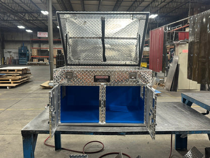 Owens Dog Box 55018 Double Compartment With Top Storage Standard Vents 36"W x 28.5"D x 22"H - 55018Doors_TopStorageOpen