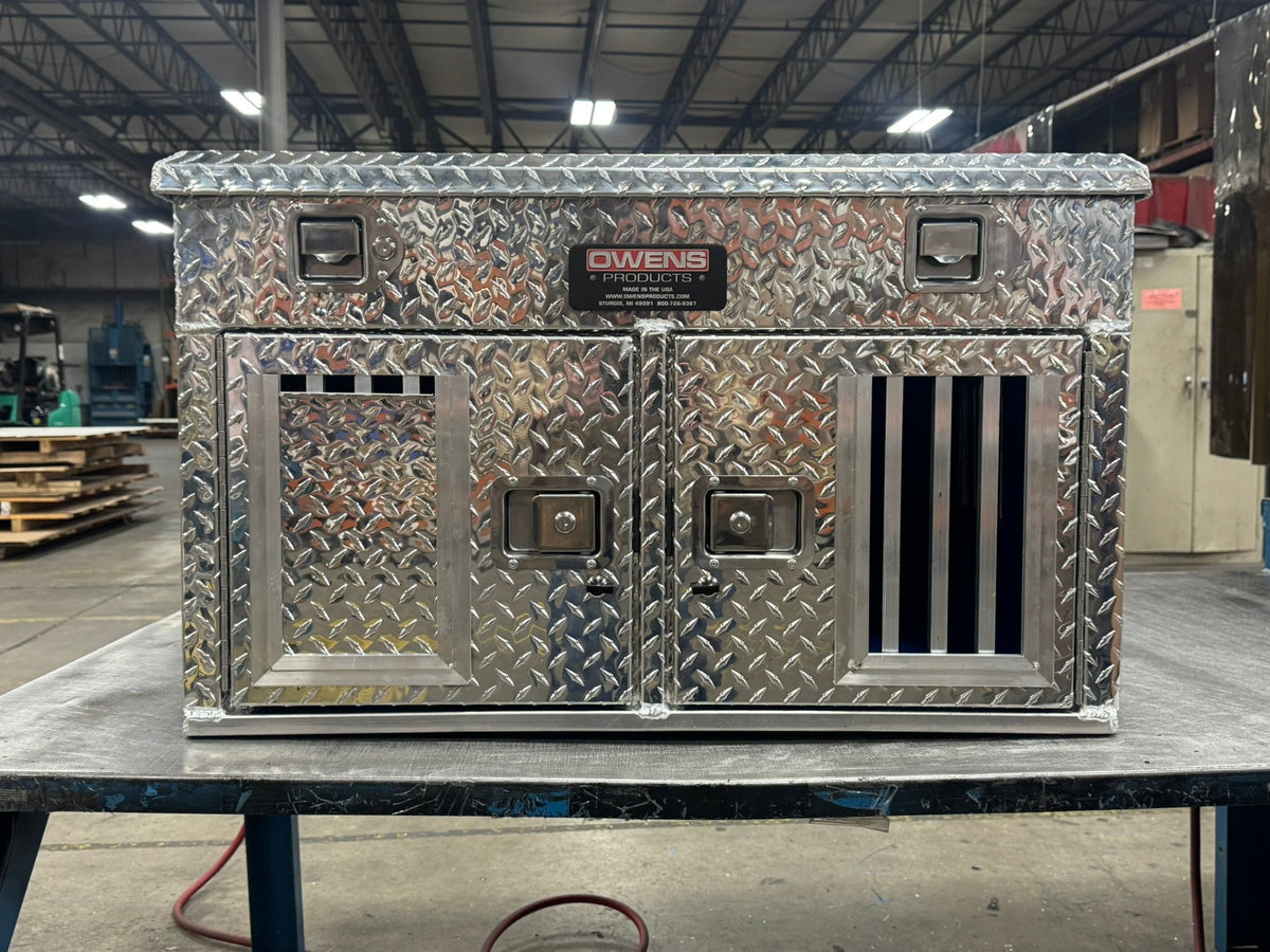 Owens Dog Box 55018 Double Compartment With Top Storage Standard Vents 36"W x 28.5"D x 22"H - 55018Front