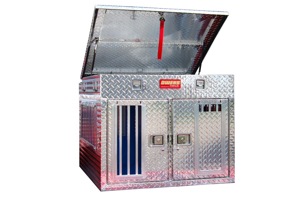 Owens Dog Box 55056 Double Compartment With Top Storage Tall All Season Vents 38"W x 45"D x 32"H - 55056