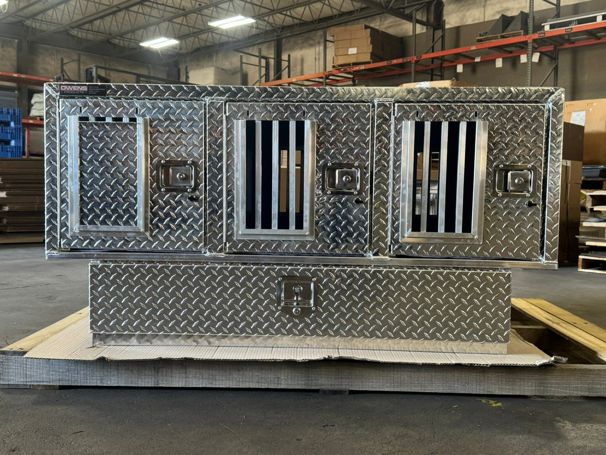 Owens Dog Box 55111 Pro Hunter Triple Compartment Bottom Storage 58"W x 40"D x 28"H - 55111FrontView