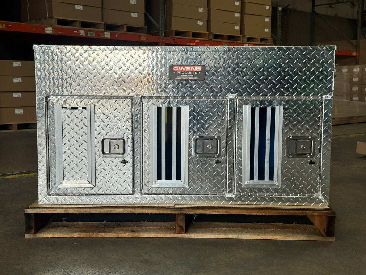 Owens Dog Box 55158 Triple Compartment No Storage Tall Standard Vents 48"W x 36"D x 26"H - 55158Front