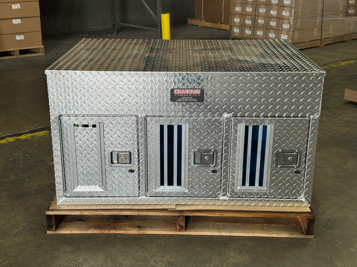 Owens Dog Box 55158 Triple Compartment No Storage Tall Standard Vents 48"W x 36"D x 26"H - 55158FrontTopView