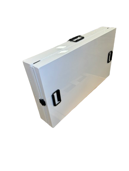 Owens 55305 Professional K9 Series XL Collapsible Working Dog Crate Single Compartment White Mill Finish Aluminum 22.25"W x 41"D x 29"H - 55305_Closed