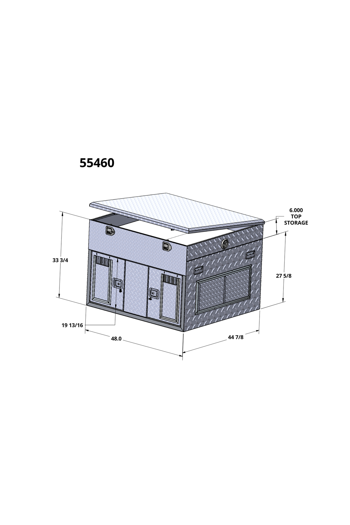 Owens Dog Box 55460 Double Compartment With Top Storage All Season Vents 48"W x 45"D x 34"H - 55460_-_Owens_Products_Print