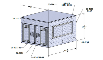 Owens Dog Box 55461 Double Compartment Tall All Season Vents 38"W x 45"D x 28"H - 55461_Engineering
