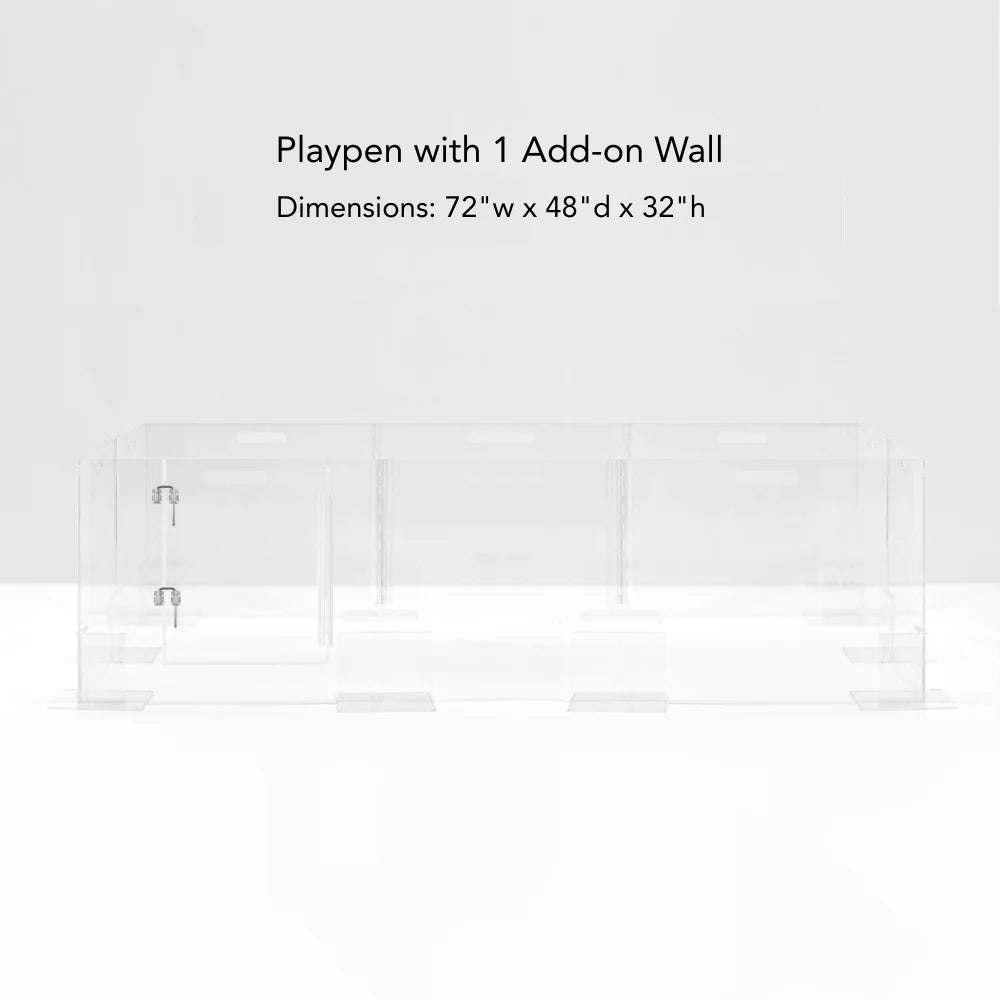 Clear Acrylic Pet Playpen 32” High with Door – Square Indoor Dog Playpen, Expandable Puppy Playpen