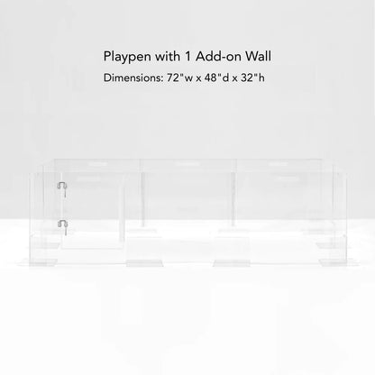 Clear Acrylic Pet Playpen 32” High with Door – Square Indoor Dog Playpen, Expandable Puppy Playpen