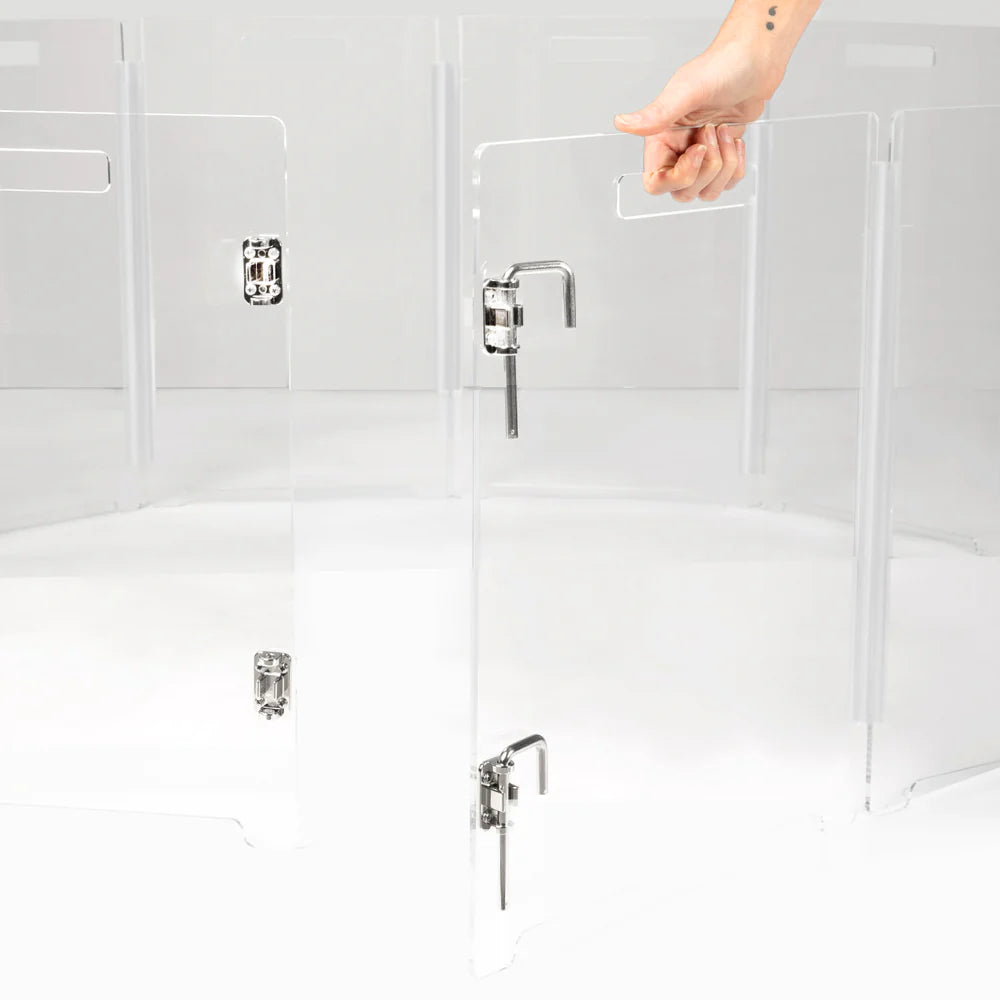 Clear Acrylic Pet Playpen – Round Modular Dog Playpen for Indoor Use with Door (Portable & Expandable)