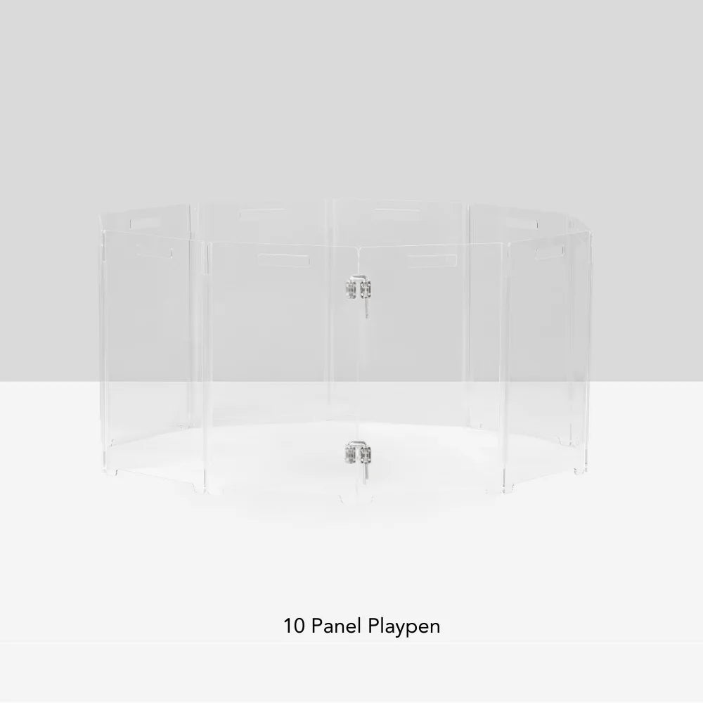 Clear Acrylic Pet Playpen – Round Modular Dog Playpen for Indoor Use with Door (Portable & Expandable)