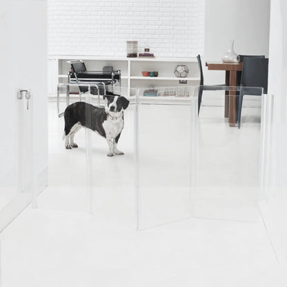 Hiddin Clear Pet Gate – Modern Acrylic Wall Mounted Lucite Zig Zag Dog Gate (Tall)