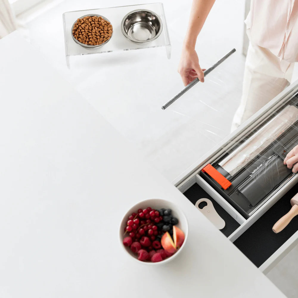 Hiddin Clear Acrylic Elevated Dog Feeder – Small Double Raised Dog Bowls with Stainless Steel Bowls