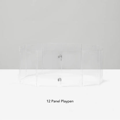 Clear Acrylic Pet Playpen – Round Modular Dog Playpen for Indoor Use with Door (Portable & Expandable)