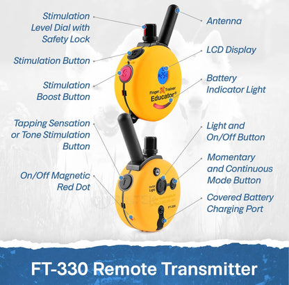 E-Collar FT 330 Finger Educator Remote Dog Trainer 1/2 Mile