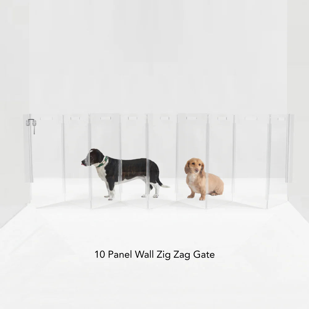 Hiddin Clear Pet Gate – Modern Acrylic Wall Mounted Lucite Zig Zag Dog Gate (Tall)
