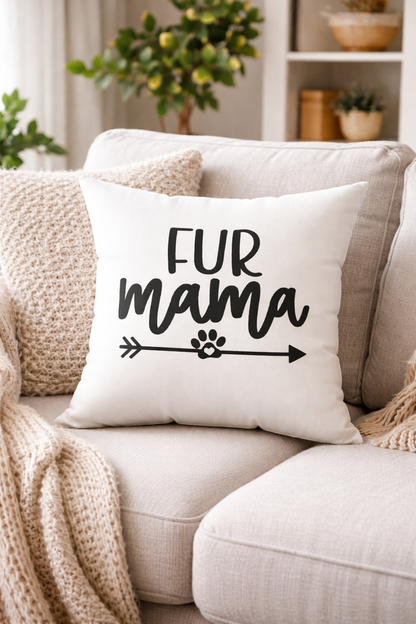 Fur Mama Throw Pillow – Dog Mom Home Decor, Cute Pet Lover Cushion, Cozy Dog Lover Gift