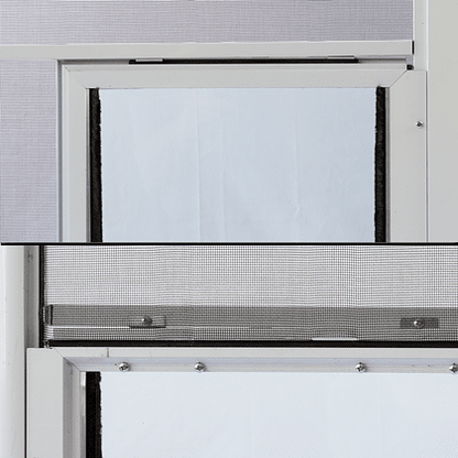 Hale screen pet door close-up - screen spline channel and aluminum frame detail for a tight, bug-proof seal