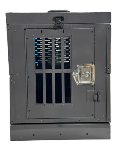 heavy duty powder coated aluminum police k9 dog crate with secure locking door