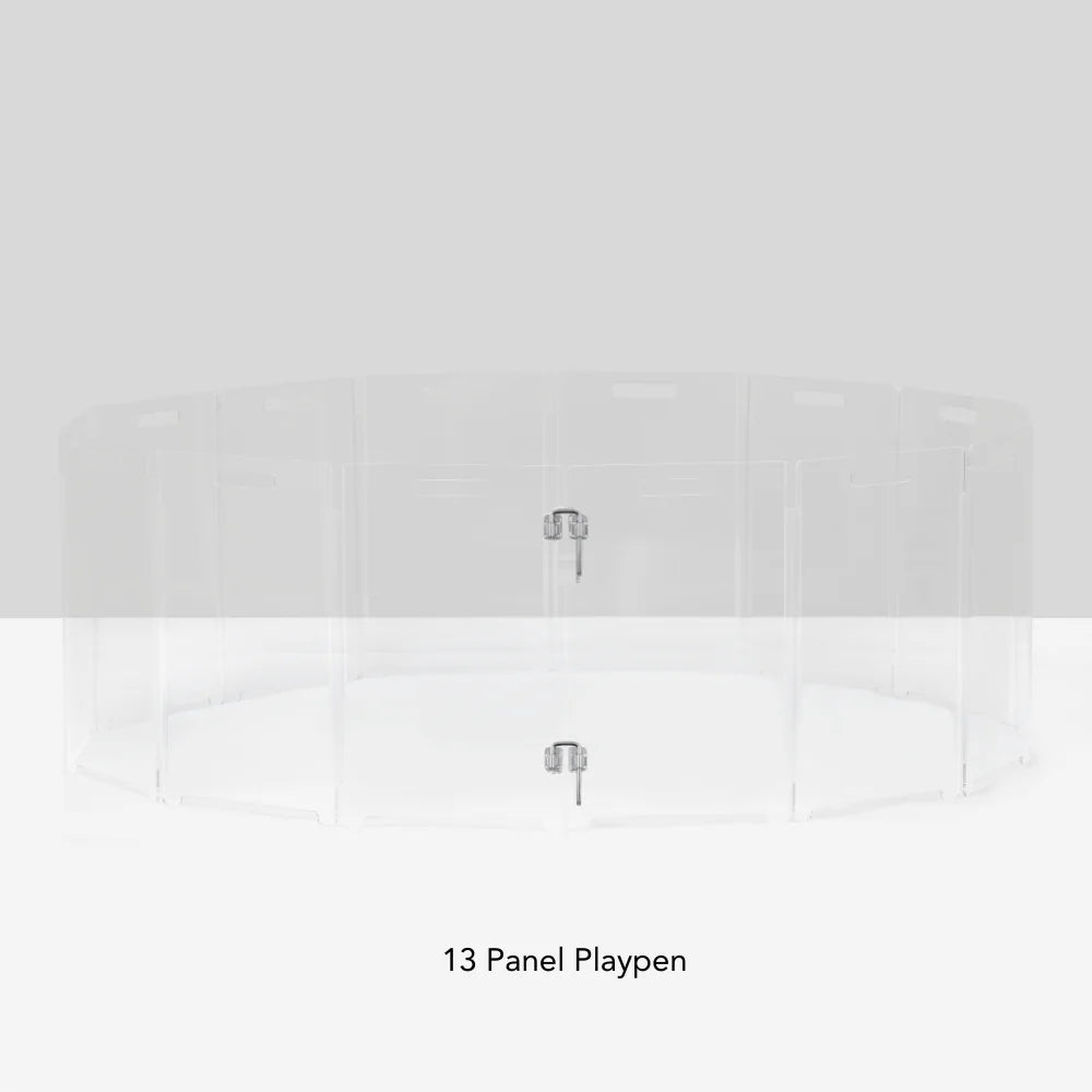 Clear Acrylic Pet Playpen – Round Modular Dog Playpen for Indoor Use with Door (Portable & Expandable)
