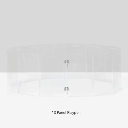 Clear Acrylic Pet Playpen – Round Modular Dog Playpen for Indoor Use with Door (Portable & Expandable)