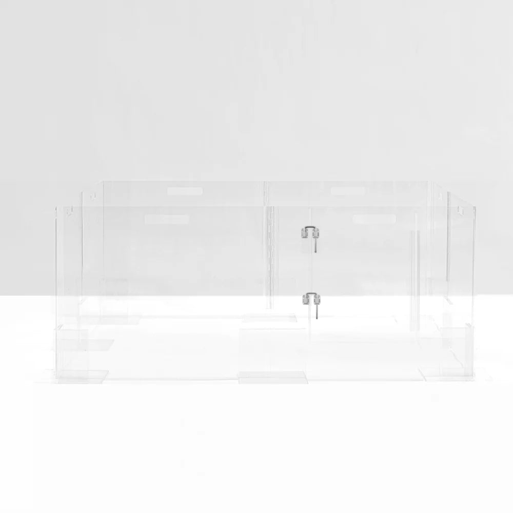 Clear Acrylic Pet Playpen 32” High with Door – Square Indoor Dog Playpen, Expandable Puppy Playpen