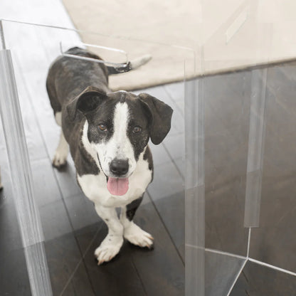 Hiddin Clear Acrylic Pet Gate Tall for Dogs (Freestanding Zig Zag) – Extra Wide Modern Transparent Dog Gate for Indoor Openings, No Drilling