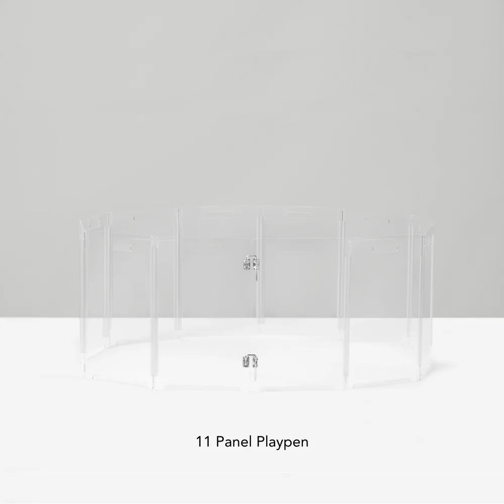 Clear Acrylic Pet Playpen – Round Modular Dog Playpen for Indoor Use with Door (Portable & Expandable)