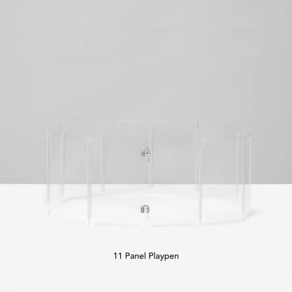 Clear Acrylic Pet Playpen – Round Modular Dog Playpen for Indoor Use with Door (Portable & Expandable)