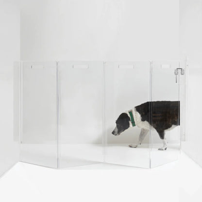 Hiddin Clear Pet Gate – Modern Acrylic Wall Mounted Lucite Zig Zag Dog Gate (Tall)