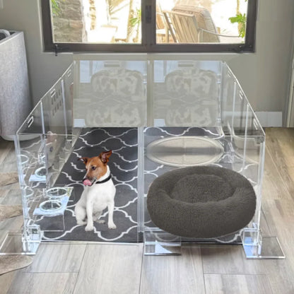 Clear Acrylic Dog Playpen 24” High – Modern Invisible Indoor Pet Pen