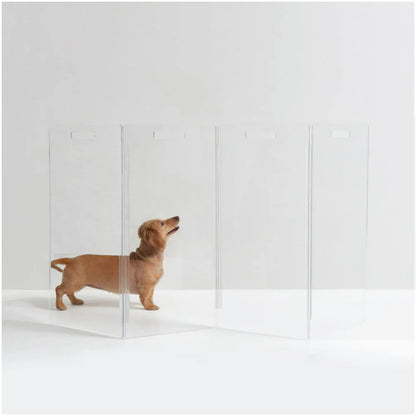 Hiddin Clear Acrylic Pet Gate Tall for Dogs (Freestanding Zig Zag) – Extra Wide Modern Transparent Dog Gate for Indoor Openings, No Drilling