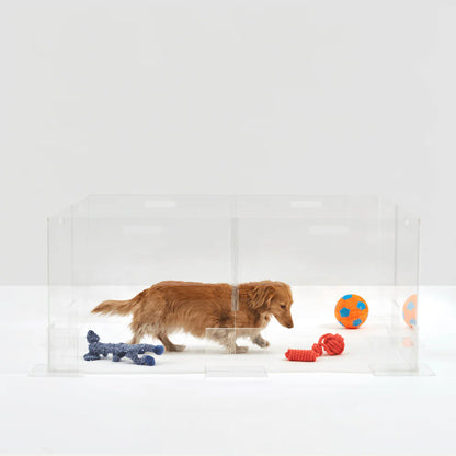 Clear Acrylic Dog Playpen 24” High – Modern Invisible Indoor Pet Pen