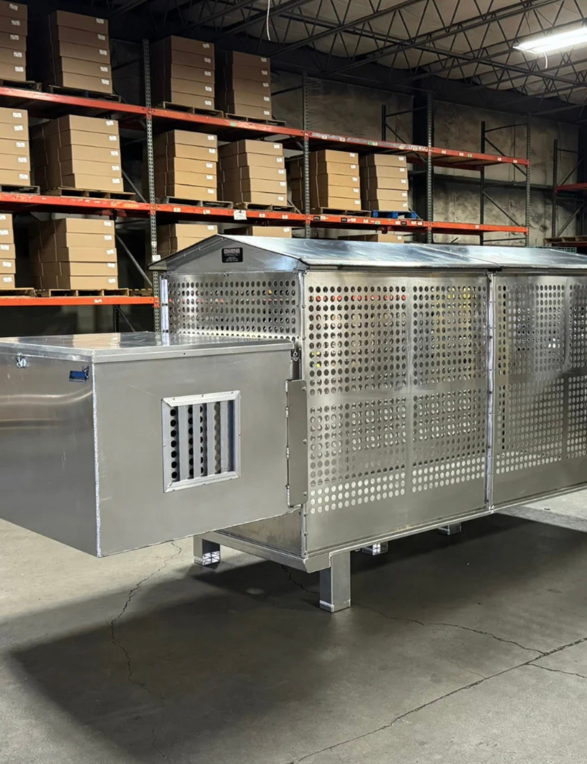 Owens Dog Box 55600 Professional K9 Series Kennel / 46.5 W x 133 D x 63.5 H / Hole Ventilation / Mill Finish Aluminum
