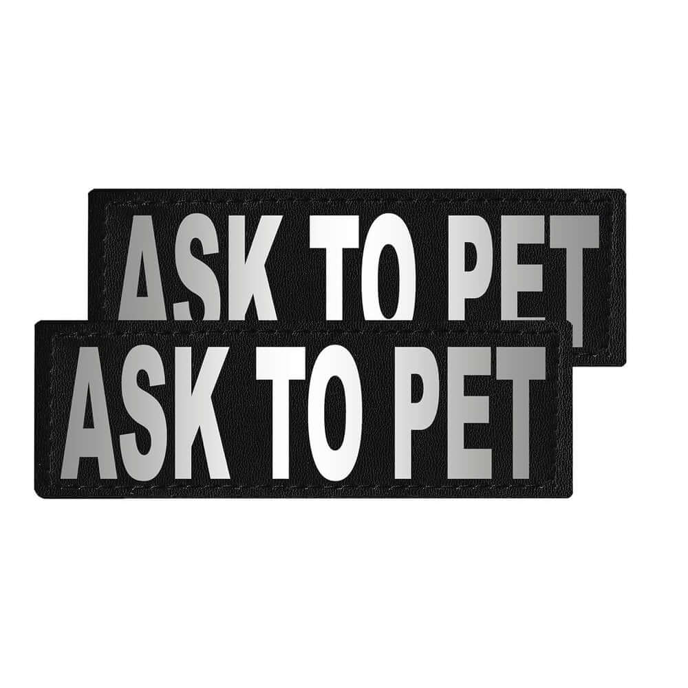 Set of 2 removable reflective patches for dog collars or harnesses to enhance nighttime visibility and safety