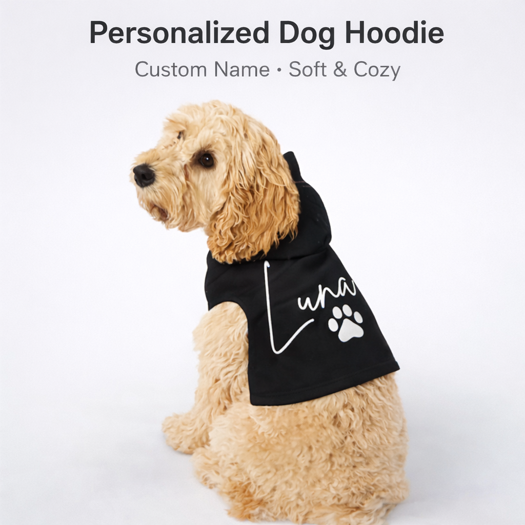 Custom Dog Hoodie with Free Name Personalization – Soft Pet Hoodie for Small & Large Dogs, Personalized Dog Clothes