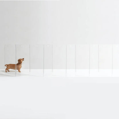 Hiddin Clear Acrylic Pet Gate Tall for Dogs (Freestanding Zig Zag) – Extra Wide Modern Transparent Dog Gate for Indoor Openings, No Drilling