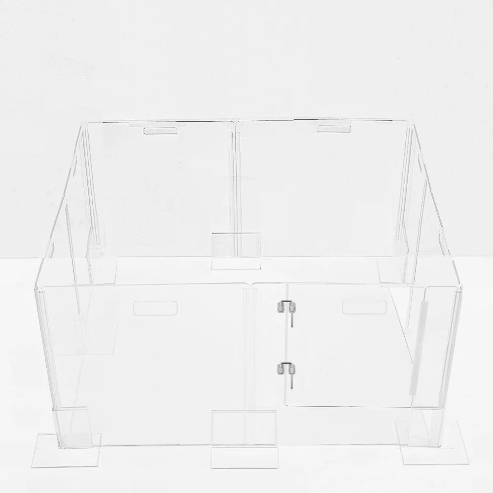 Clear Acrylic Pet Playpen 32” High with Door – Square Indoor Dog Playpen, Expandable Puppy Playpen