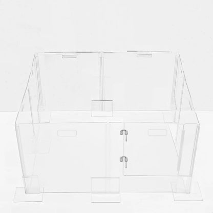 Clear Acrylic Pet Playpen 32” High with Door – Square Indoor Dog Playpen, Expandable Puppy Playpen
