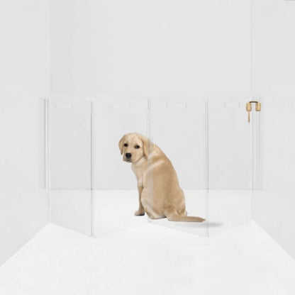Hiddin Clear Pet Gate – Modern Acrylic Wall Mounted Lucite Zig Zag Dog Gate (Tall)