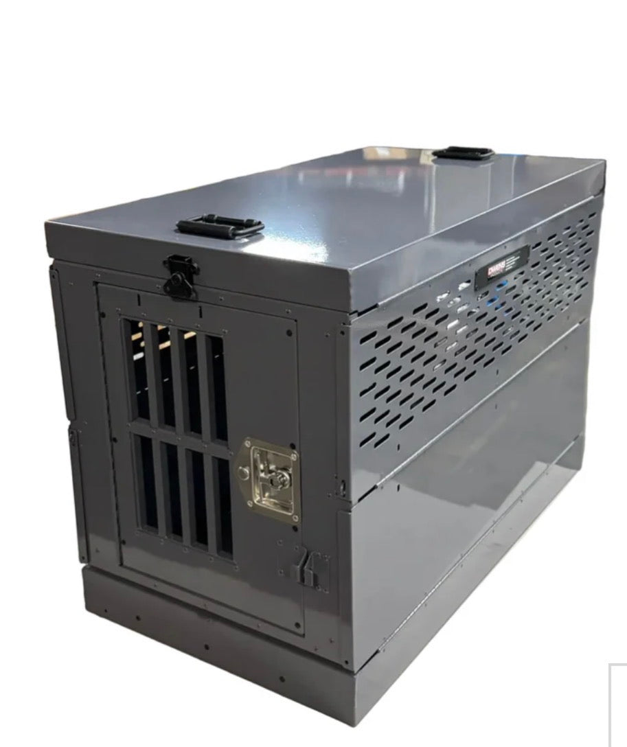 xl professional k9 collapsible aluminum dog crate for police, hunting, travel, k9 handlers, airplane and working dog vehicle transport