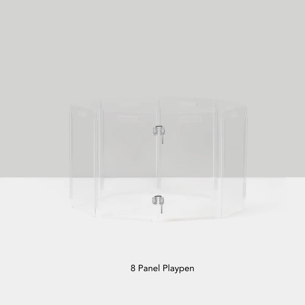 Clear Acrylic Pet Playpen – Round Modular Dog Playpen for Indoor Use with Door (Portable & Expandable)