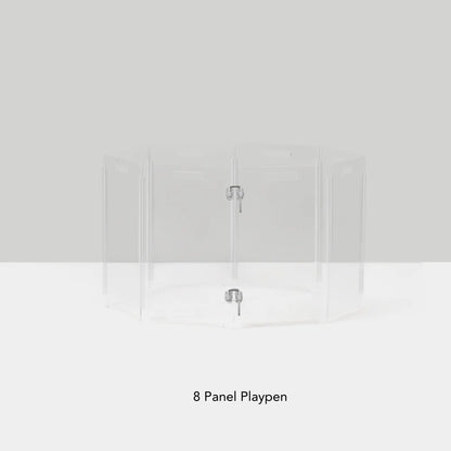 Clear Acrylic Pet Playpen – Round Modular Dog Playpen for Indoor Use with Door (Portable & Expandable)