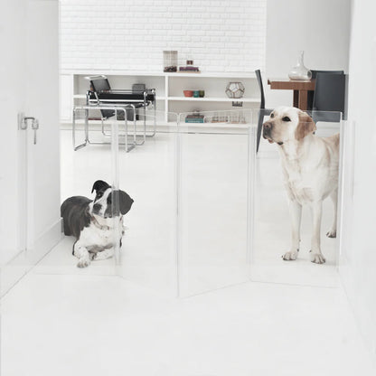 Hiddin Clear Pet Gate – Modern Acrylic Wall Mounted Lucite Zig Zag Dog Gate (Tall)