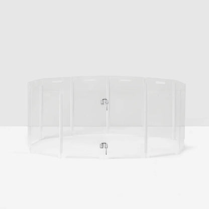 Clear Acrylic Pet Playpen – Round Modular Dog Playpen for Indoor Use with Door (Portable & Expandable)